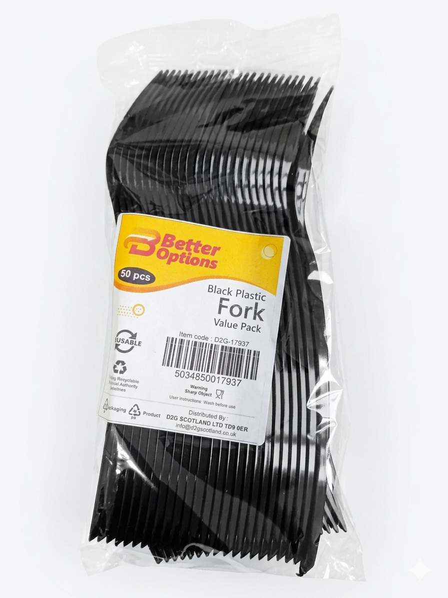 Black Plastic Fork (50 pieces)