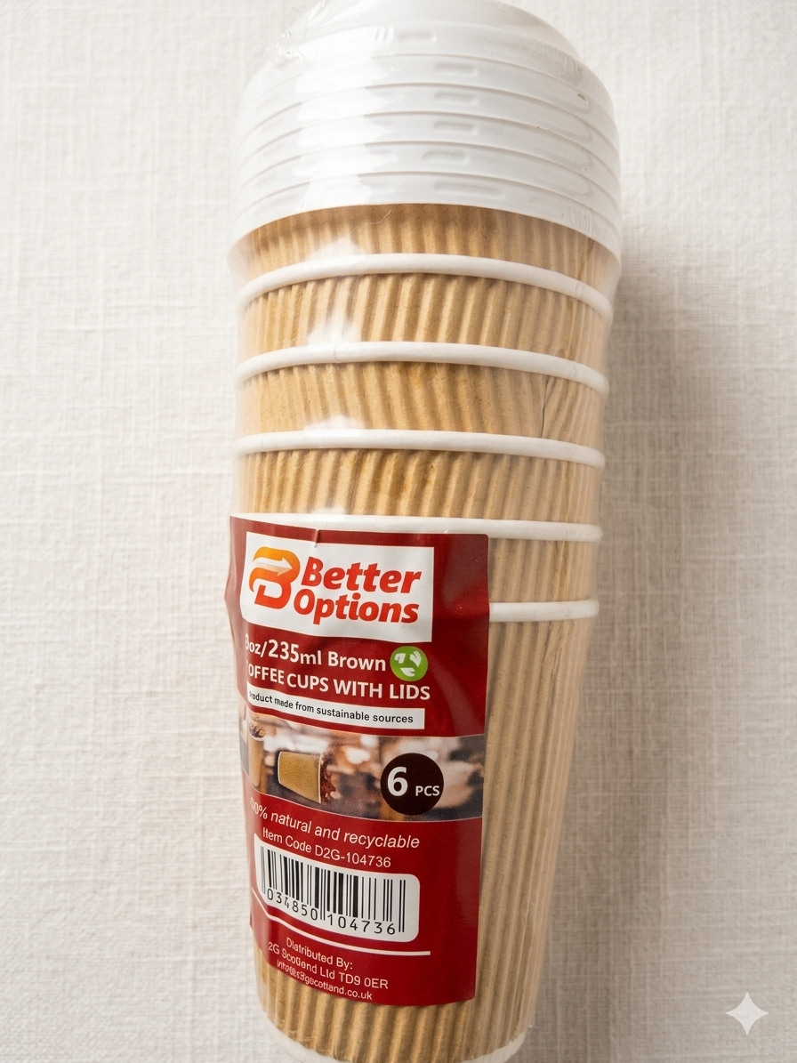C. Brown Coffee Cup with lids (8 OZ x6 pieces)