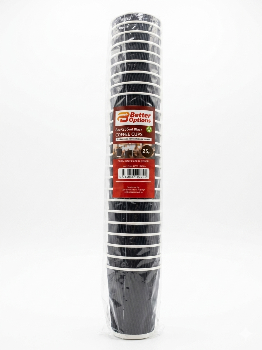 Paper Coffee Cup Black (8 OZ x25 pieces)