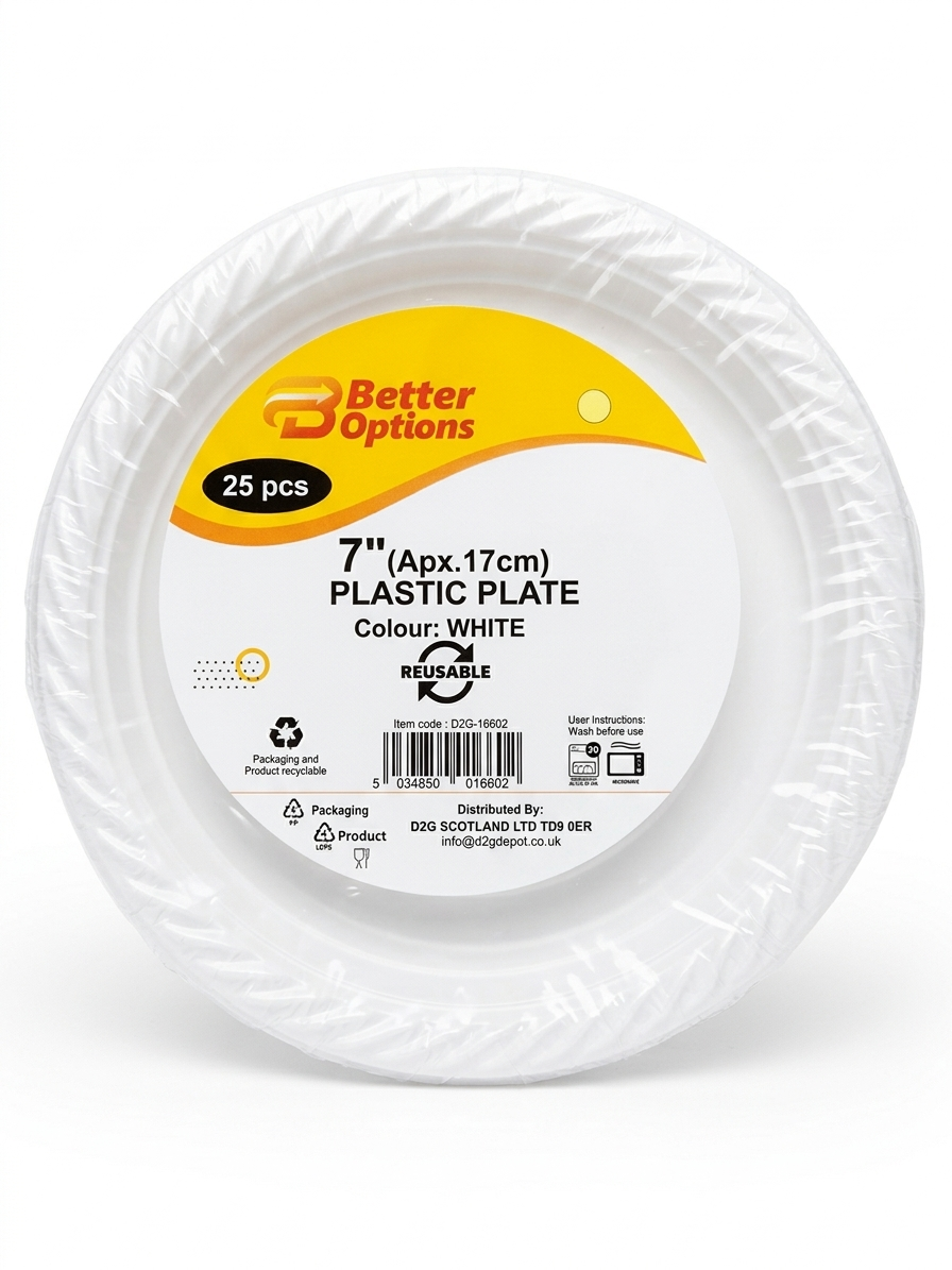 Plastic plate 7" (25 Pcs)