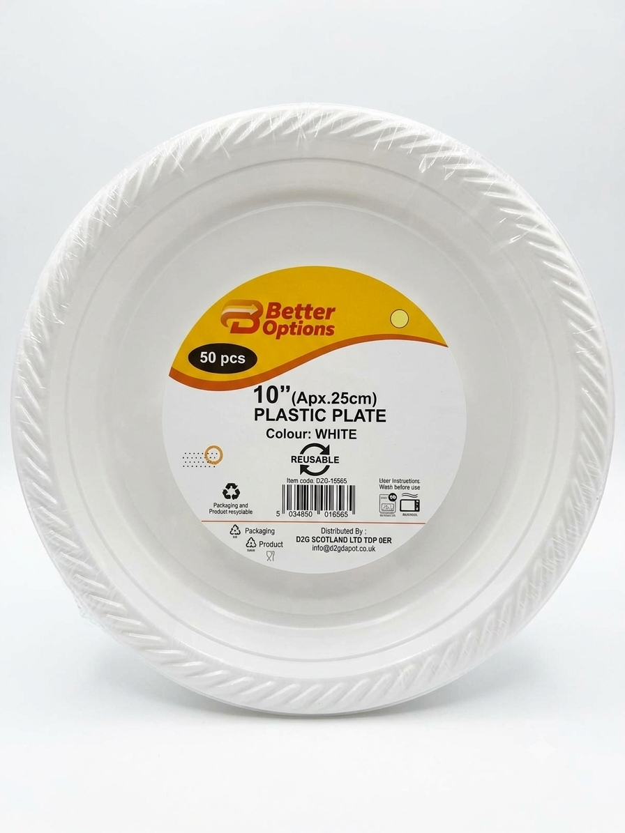 Plastic plate 10" (50 Pcs)